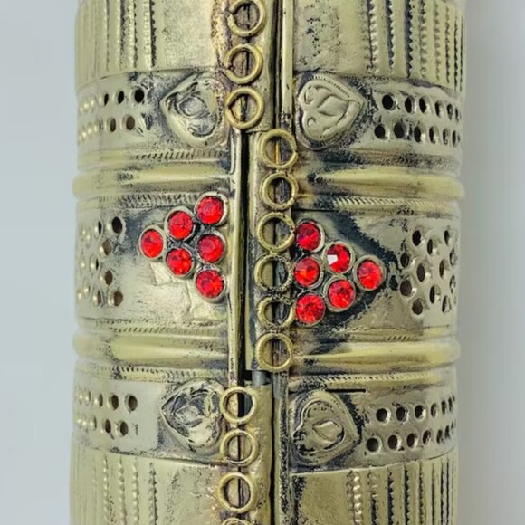 Single Handmade Kuchi Cuff Bracelet: Afghan Red Stone Tribal Jewelry - Picture 10 of 14